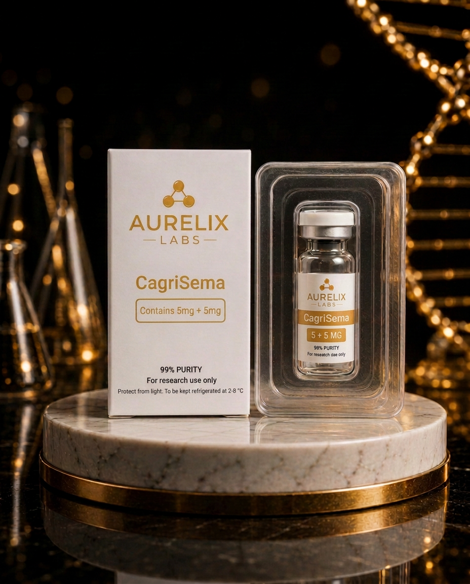 CagriSema 5 mg + 5 mg — balenie a ampulka AURELIX LABS